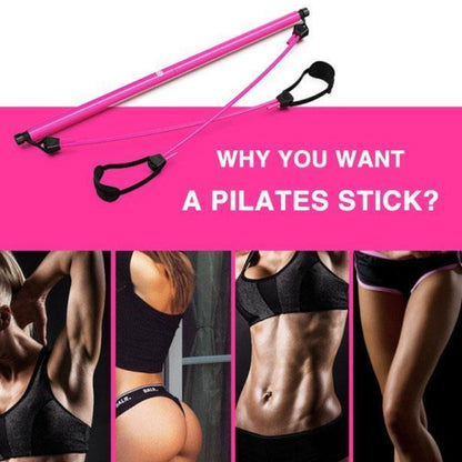 Portable Pilates Bar Kit With Resistance Band Exercise Stick